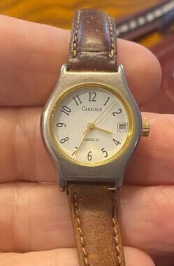 Women's Silver Tone 25mm Carriage by Timex Watch Leather Band, Indiglo
